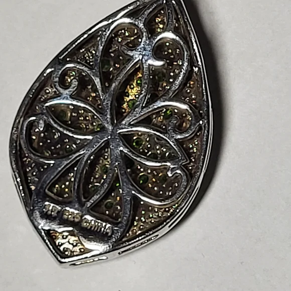 Genuine Russian Chrome Diopside Sterling Silver Slide Pendant Necklace - Picture 5 of 9